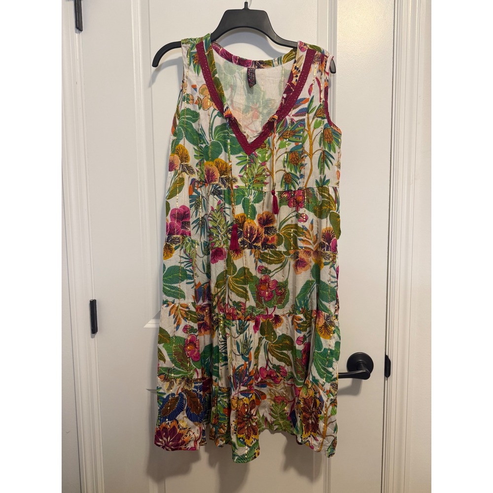 Me 2 Magic Floral Tiered Dress Womens Small Multicolor Excellent Boho Summer